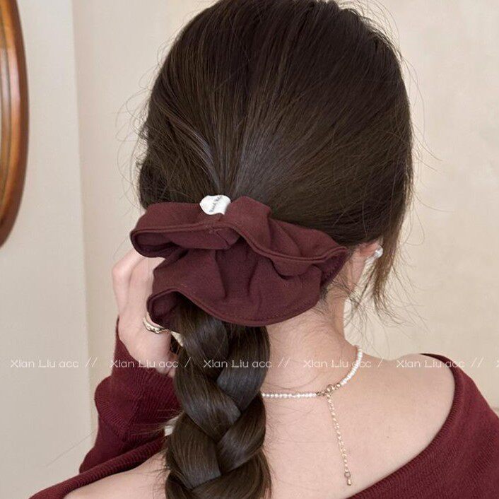 法式复古布艺蓬松边大肠发圈森系少女生文艺气质简约头绳百搭发饰