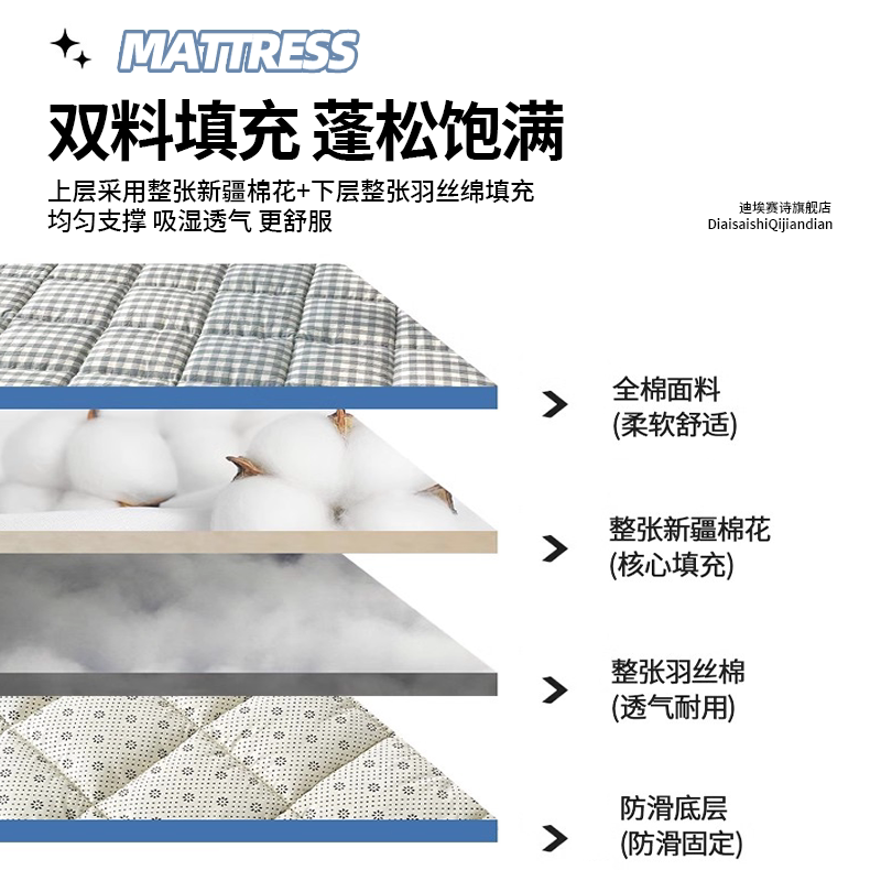 全棉水洗棉床垫软垫褥子家用棉花床褥垫子可折叠1米5床铺垫单双人,床上用品,床垫/床褥/床护垫/榻榻米床垫,淘宝优惠券,粉丝福利购,淘宝优惠卷