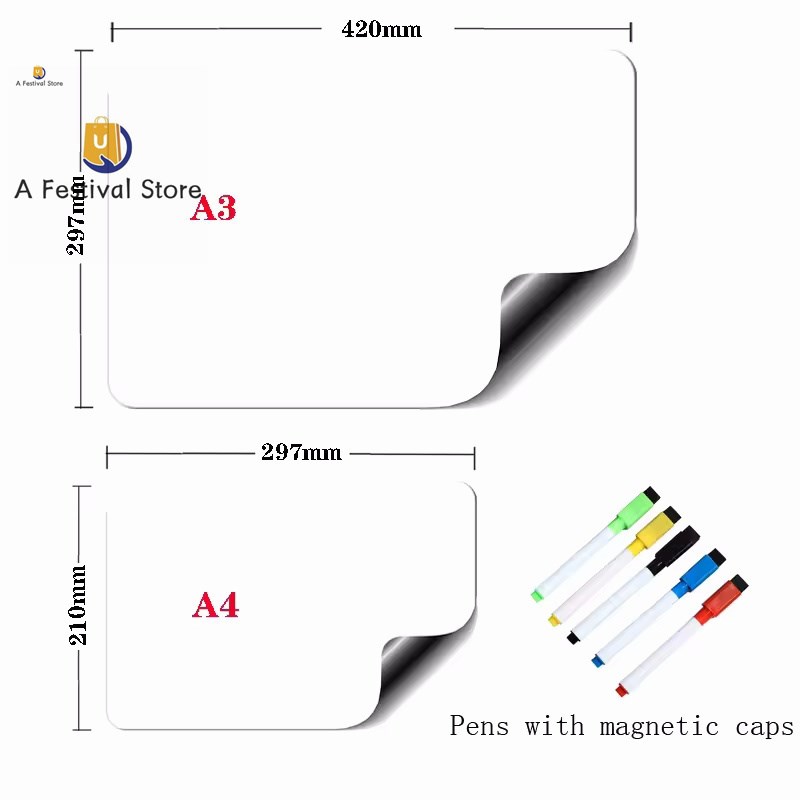 A3+A4 Magnetic Droy Erase Board Fridge Markers WhiteBoard