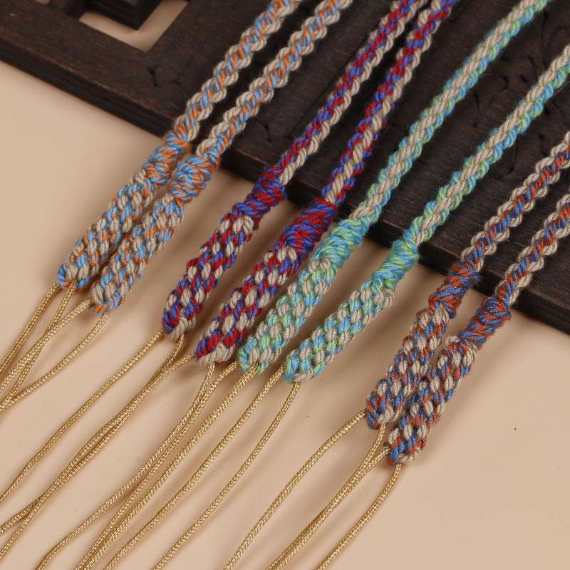 天珠横穿锁骨绳玉米结吊坠挂绳藏式手搓棉线手工编织项链挂脖绳