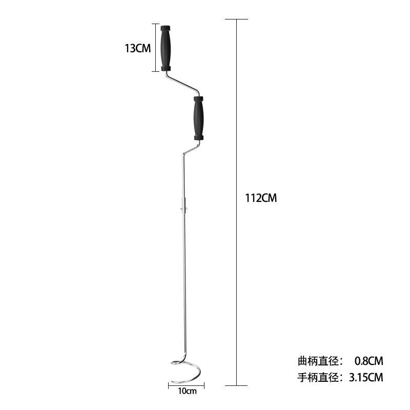 跨境热卖分体式实心不锈钢堆肥翻堆搅拌曲柄堆肥工具螺旋搅拌杆