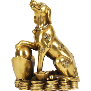 铜欣祥纯铜狗摆件生肖狗家居装饰品客厅摆设狗年生肖工艺品摆件