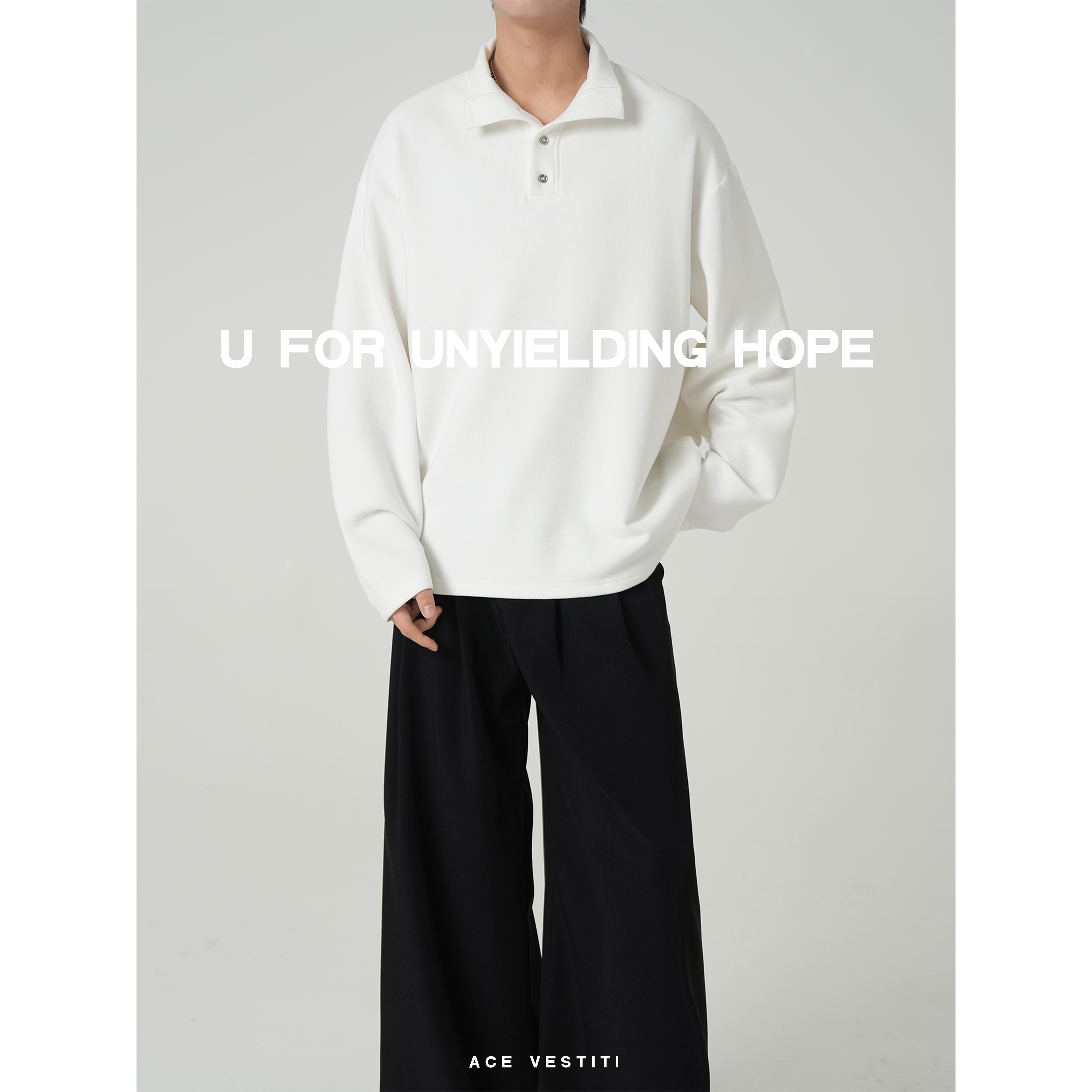 ACE VESTITI 长袖T恤男休闲上衣领口加厚亲肤基础暖绒打底衫