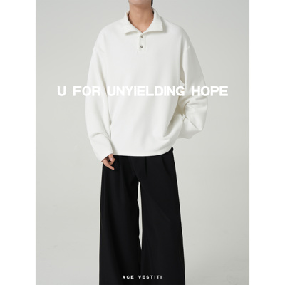 ACE VESTITI 长袖T恤男休闲上衣领口加厚亲肤基础暖绒打底衫