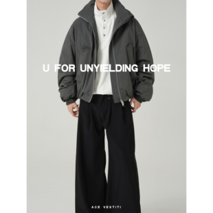 ACE VESTITI 夹克式立领白鸭绒羽绒服男cleanfit短款飞行员外套