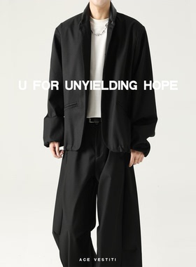 ACE VESTITI “天生智性”皮革立领 抽绳下摆静奢经典西服外套