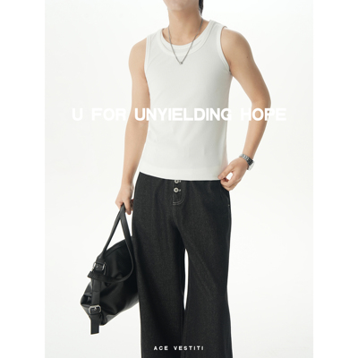 ACE VESTITI 坑条螺纹无袖背心夏季凉感修身内搭百搭休闲运动男