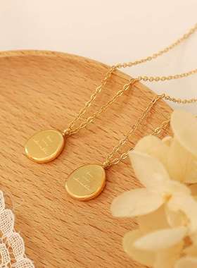 恶魔之眼圆珠串珠圆牌吊坠项链钛钢18k金小众个性气质百搭锁骨链