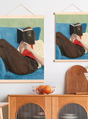 Guim tio读者装饰画卧室房间床头餐厅玄关海报简约油画风抽象挂画