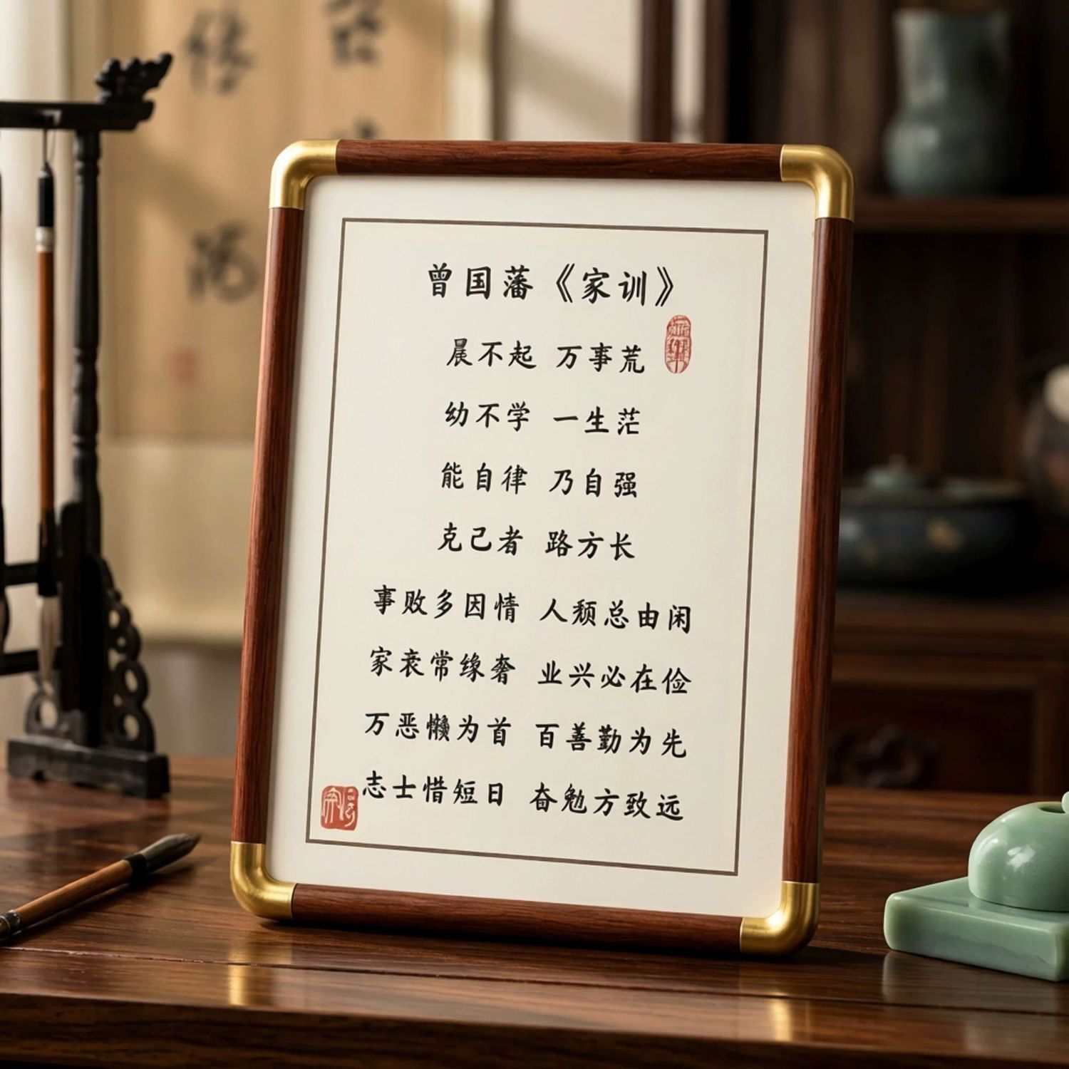 曾国藩家训励志书法摆台相框