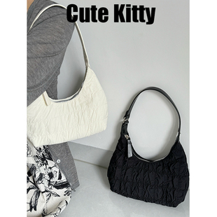 Cute Kitty奶油泡芙包包少女云朵褶皱手提包单肩饺子包甜酷腋下女