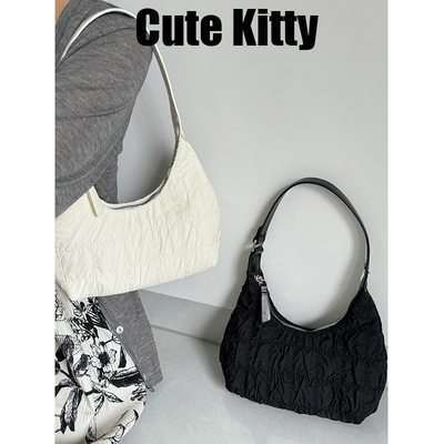 Cute Kitty奶油泡芙包包少女云朵褶皱手提包单肩饺子包甜酷腋下女
