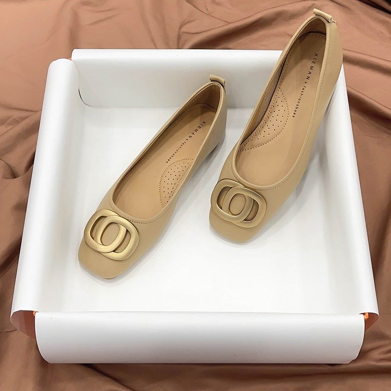 法式小众方头平底单鞋女软底豆豆鞋B2024春秋软皮仙女温柔晚晚瓢,女鞋,浅口单鞋,淘宝优惠券,粉丝福利购,淘宝优惠卷