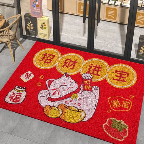 丝圈地垫进门欢迎光临红色中式入户门F垫迎宾门口耐脏蹭脚垫防滑