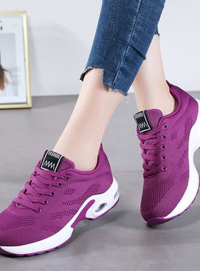 鞋子女春秋202l1新款运动鞋透气网鞋黑色防滑大码女鞋女士休闲单