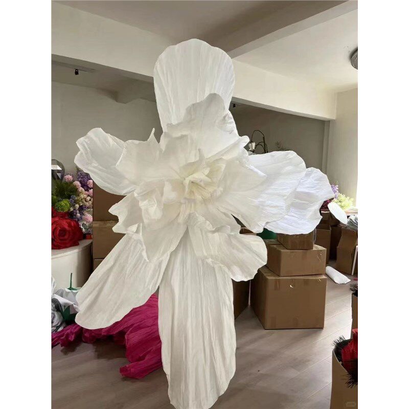 巨型白色粉色纸艺花手工s褶皱美塑花婚庆道具婚礼背景橱窗美陈装