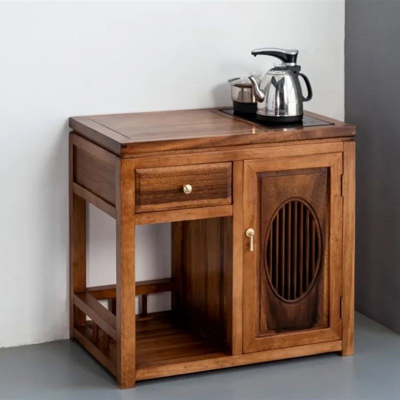 胡桃木茶水柜简约实木餐边柜新中式可移动置O物柜奥坎小茶车储物,商业/办公家具,办公茶水柜,淘宝优惠券,粉丝福利购,淘宝优惠卷