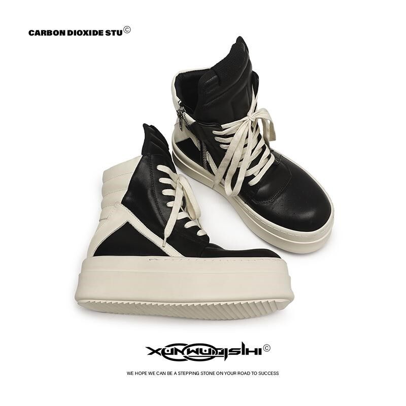 冬加绒男女黑白双层厚底倒三角高帮D鞋男高街休闲板鞋子增高马丁,流行男鞋,高帮鞋,淘宝优惠券,粉丝福利购,淘宝优惠卷