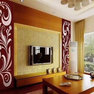 定做烤漆钢化艺术玻璃电视两侧餐厅沙发背景墙桌面装饰 Z 红底白