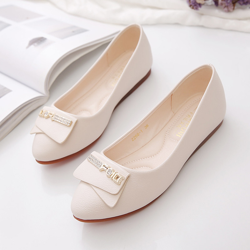 平底单鞋女2022春季新款春秋鞋子浅口百J搭圆头软皮软底妈妈豆豆,女鞋,浅口单鞋,淘宝优惠券,粉丝福利购,淘宝优惠卷