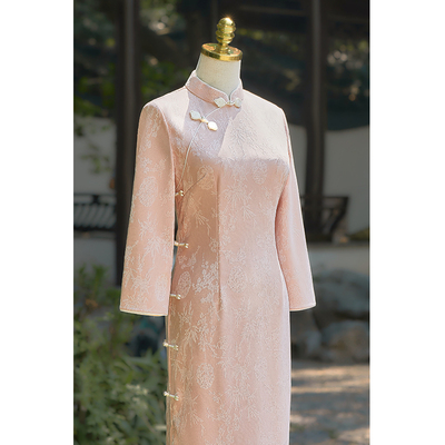 粉色旗袍女2025新款高端修身复古