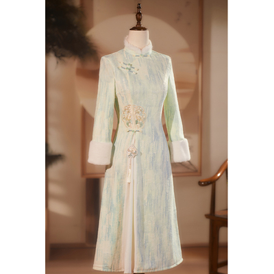 妈妈婚宴礼服奥黛旗袍改良新中式