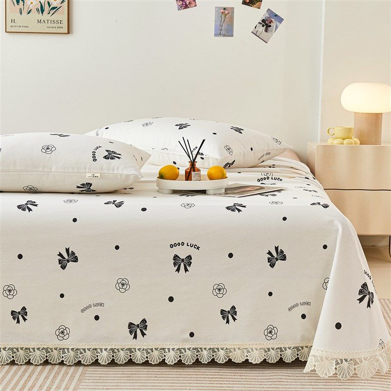 老粗布床单单件100全棉花边款亚麻被单夏凉席三件X套a类母婴级,床上用品,床单,淘宝优惠券,粉丝福利购,淘宝优惠卷