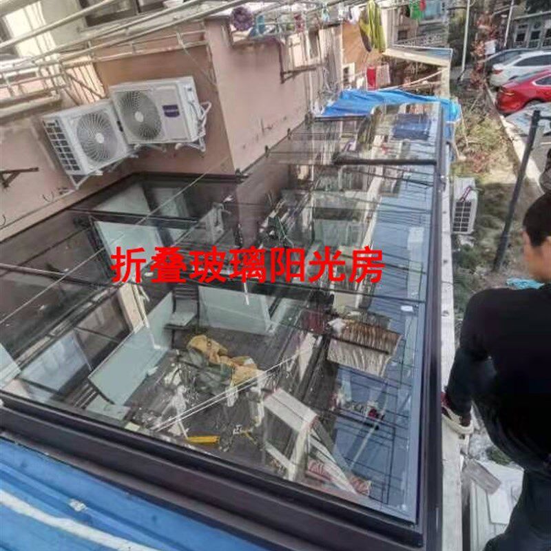 电动阳光房智能遥控平移折叠天窗定制地下室天井窗钢化玻璃雨棚顶