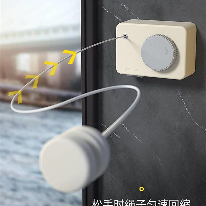 隐形收拉紧伸缩晾衣绳阳台室w内卫生间浴室免打孔晾衣架钢丝挂衣