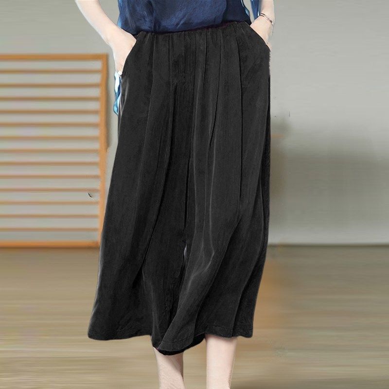 宽腿抖抖裤~e真铜氨丝女裤宽松阔腿裤七分九分桑蚕垂感显瘦裤裙女,女装/女士精品,休闲裤,淘宝优惠券,粉丝福利购,淘宝优惠卷