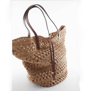 法式大容量单肩草编包新款t休闲镂空草包编织包度假沙滩包百搭女