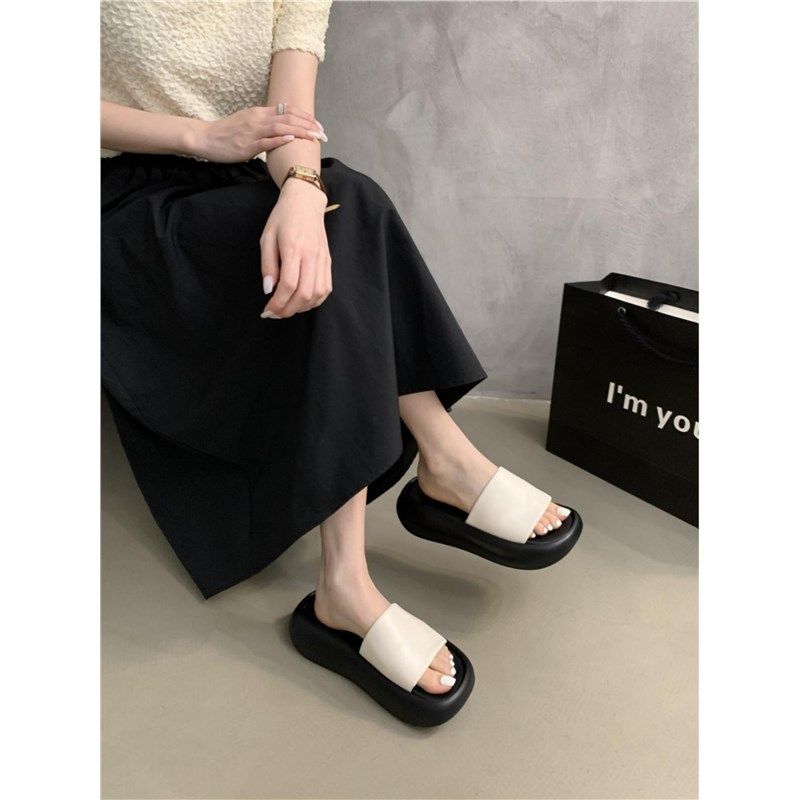 法式厚底拖c鞋女夏外穿2024新款韩版时尚休闲仙女松糕一字凉拖,女鞋,婚鞋,淘宝优惠券,粉丝福利购,淘宝优惠卷