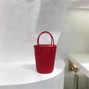 小脏柜 高级感精致荔枝纹百搭小手提包2H025新款单肩斜挎小水桶包