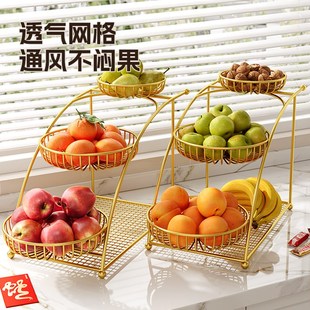 水果盘家用客厅茶几多层置物架铁艺零食糖果摆放盘收纳架轻奢果篮
