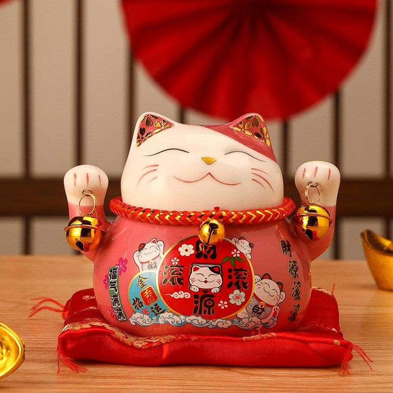 招财猫陶瓷摆件创意家居小号存钱罐储蓄罐书桌办公室开业活动礼品