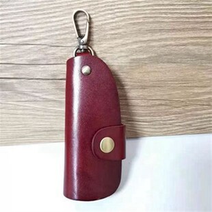 厂批新款 复古植鞣皮商务汽车钥匙包树膏皮简约门用挂腰钥匙扣收纳