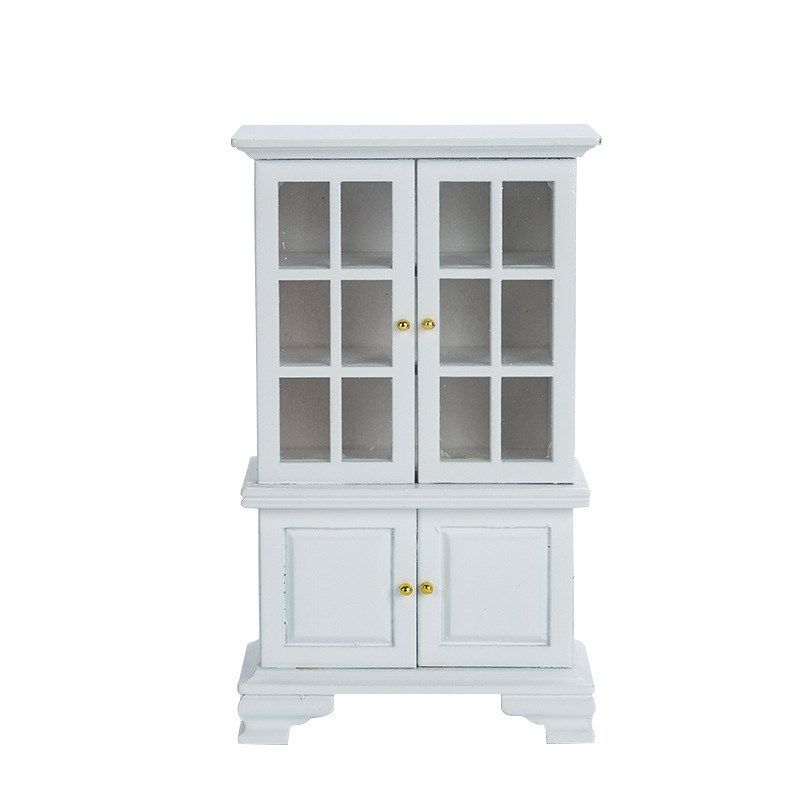 微缩1:12模型娃娃屋工艺品袖珍现代玻璃橱柜珍藏柜子亮柜家具摆件