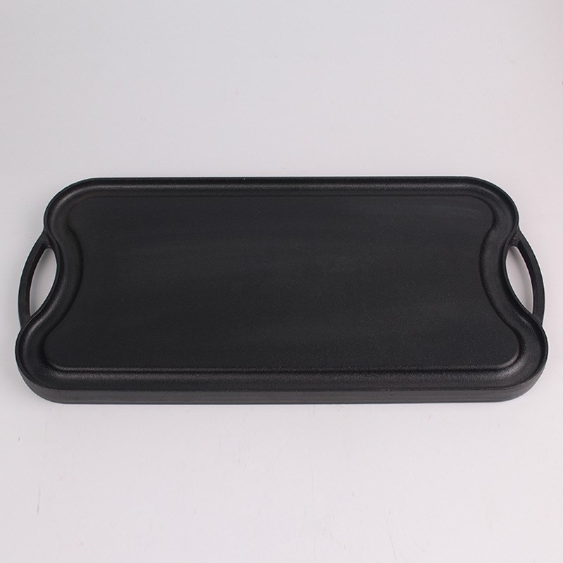盘铁板烧加厚长方形双面铁板烤盘模具铸铁烤板大煎盘家用户外烧烤