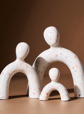 创意一家三口酒柜摆件客厅轻奢电视柜玄关家居软装饰跨境热销包邮