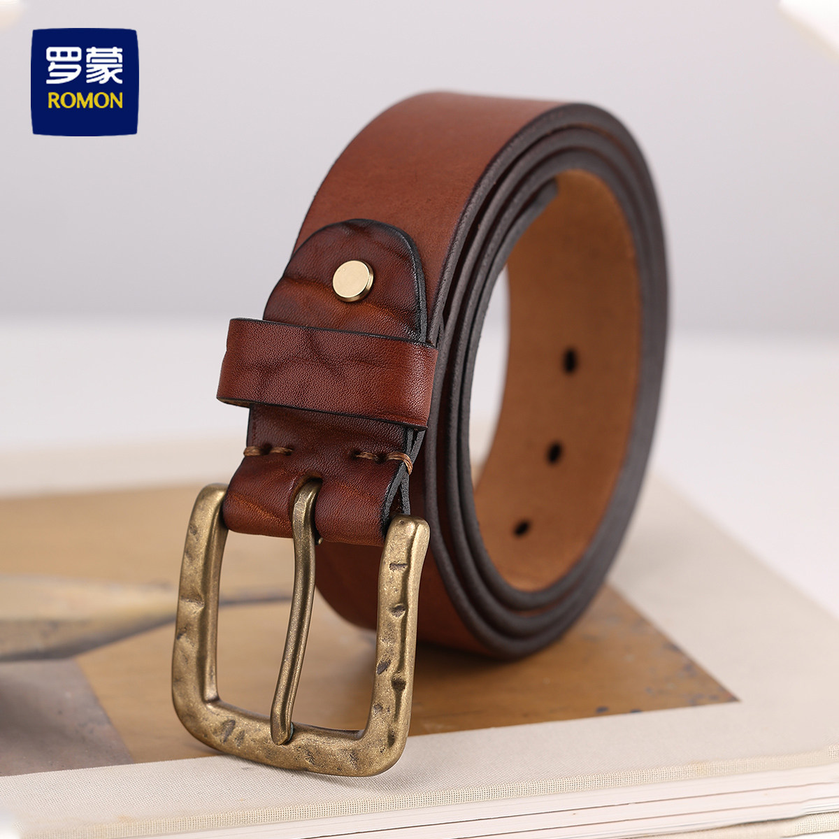 高档奢华野牛皮皮带男纯铜针扣头层牛皮年轻人牛仔裤复古腰带棕色,服饰配件/皮带/帽子/围巾,腰带/皮带/腰链,淘宝优惠券,粉丝福利购,淘宝优惠卷
