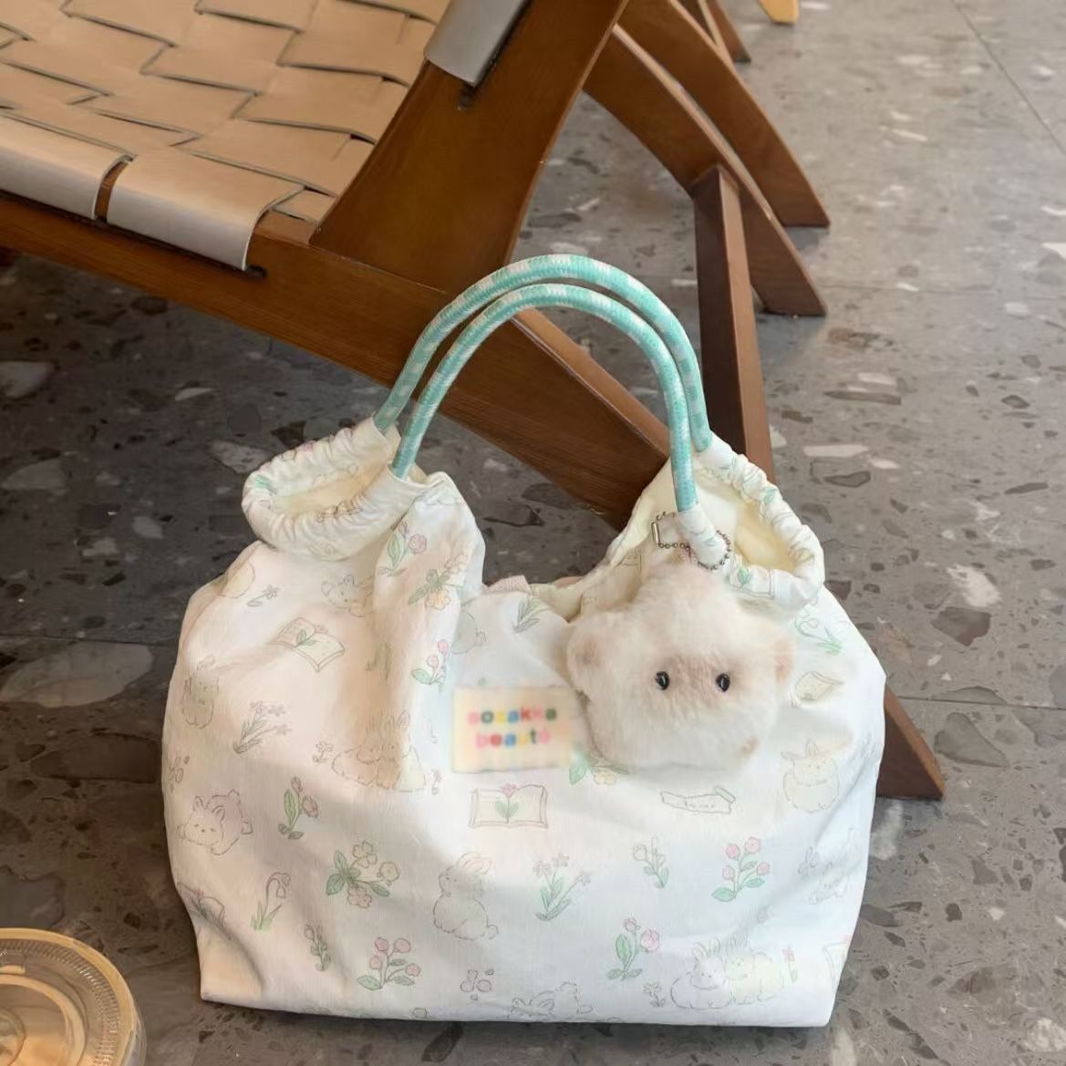 薄荷曼波帆布包手提包小