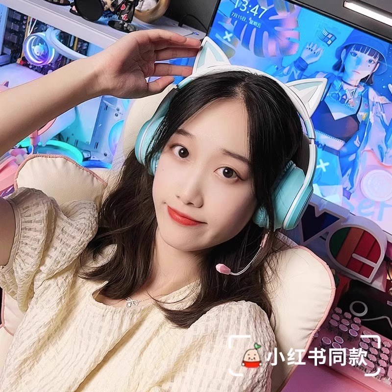 柏林之声头戴式猫耳朵耳机无线蓝牙耳麦女生游戏电竞降噪儿童带麦