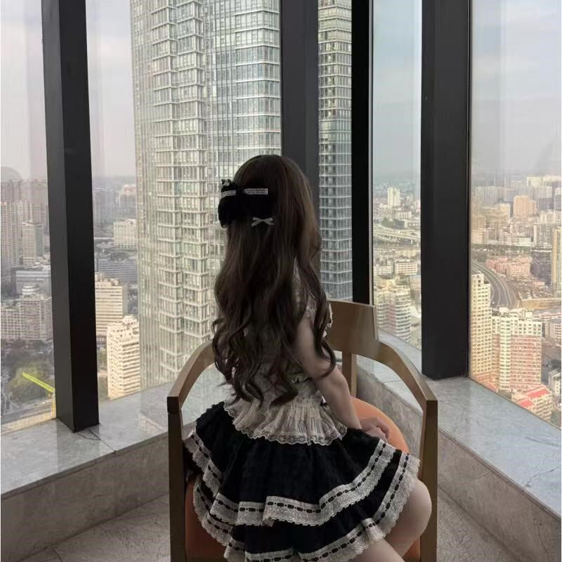 樱慧风铃落樱层层吊带裙蝴蝶结配饰蛋糕甜美可爱连衣裙女