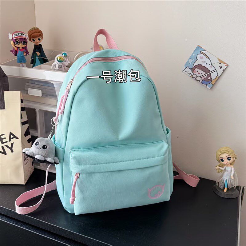 书包新款初高中生大m容量轻便简约纯色双肩包女大学生男旅游背包