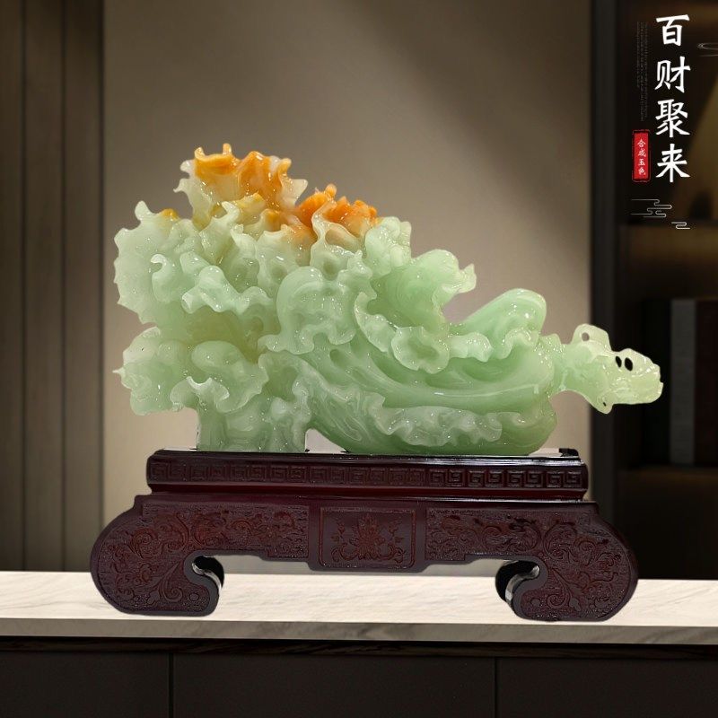 百财聚来玉白菜摆件招财百v财客厅玄关酒柜装饰品公司开业乔迁礼,家居饰品,装饰摆件,淘宝优惠券,粉丝福利购,淘宝优惠卷