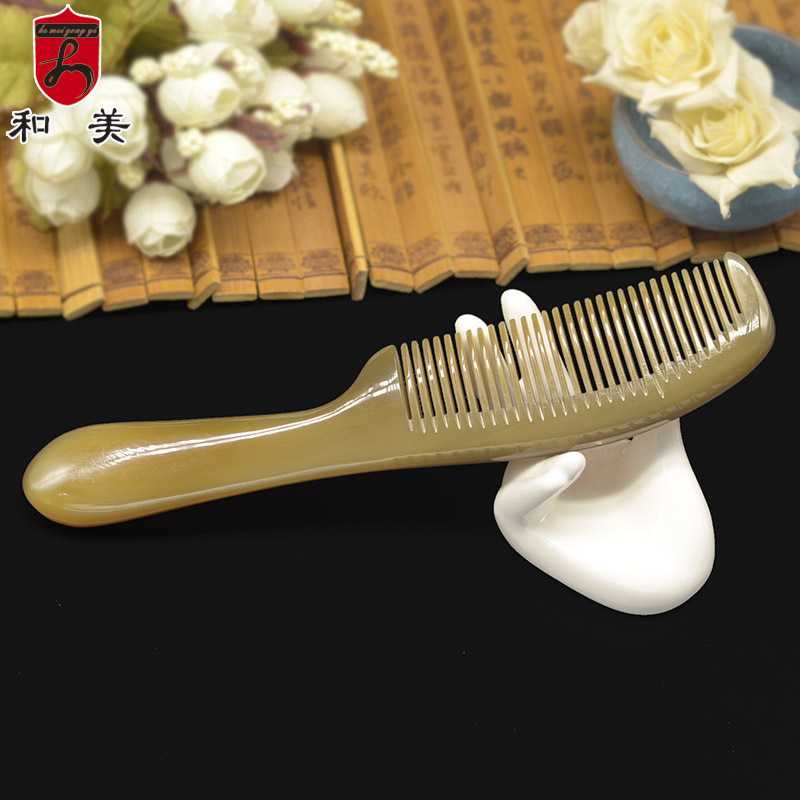 产地货源和美品质牛角梳便携男士梳子加厚光面手柄牦牛角梳子
