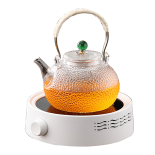 耐高温锤纹玻璃煮茶器煮茶炉提梁煮茶壶烧水泡茶养生壶电陶炉套装