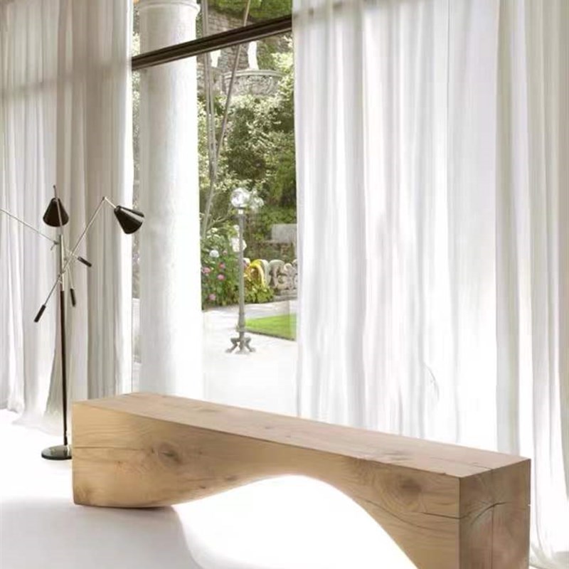 设计师款实木长条凳碳化凳创意服装店换鞋凳家用电视柜原木展示凳