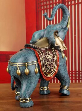 铜一家全黄铜摆件吉祥对象大象招 财吸水办公室家居客厅玄新品