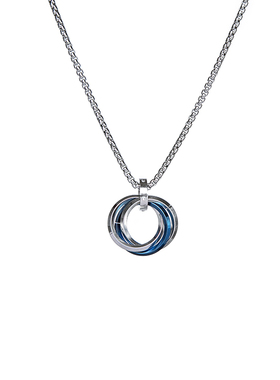 ZXS高级感克莱因蓝圆环项链男潮嘻哈钛钢不掉色百搭潮酷毛衣链女